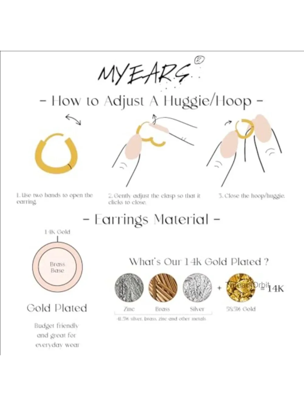 14K Gold Plated Chunky Huggie Hoop Earrings Hypoallergenic Everyday Jewelry